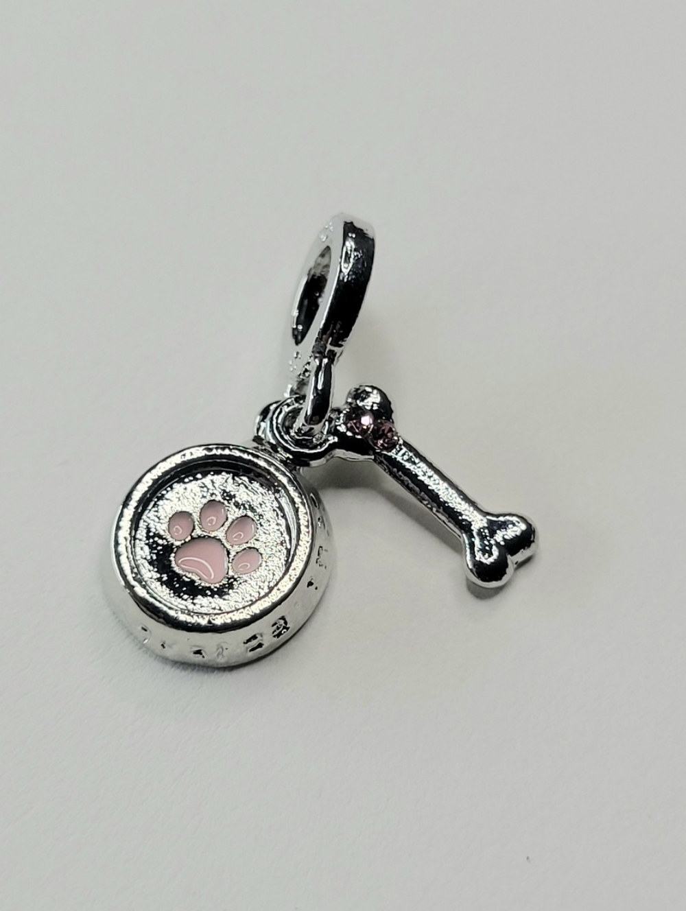 New For Pandora Charm Bracelets Pink And Silver Color Dog Bowl And Bone Charm! - Picture 4 of 5